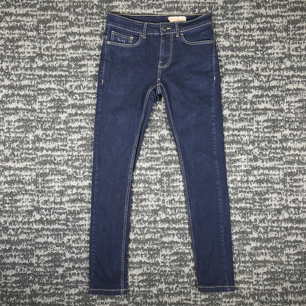 Being Human Skinny Jeans Mens 30x32 Indigo Blue Stretch Denim Casual Embroidered